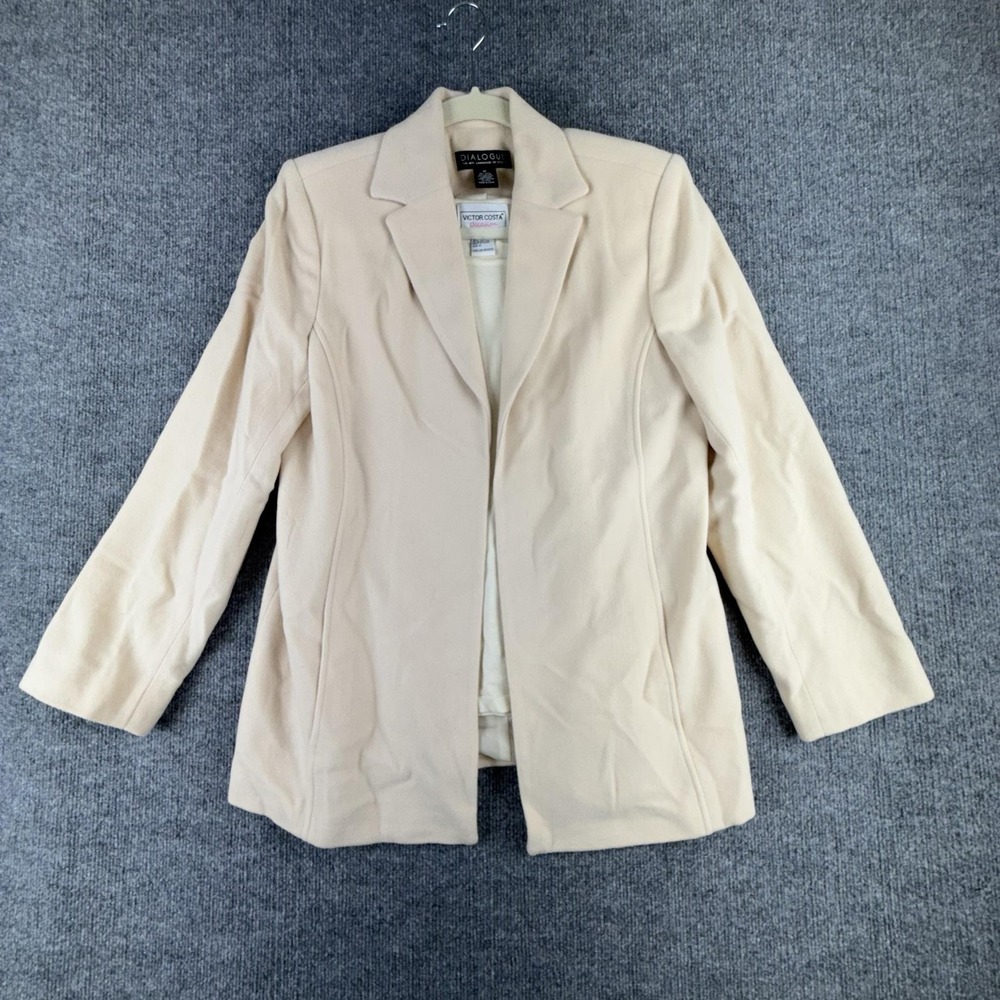 Victor Costa & Dialogue Jacket Tank Set Womens 12 White Wool Cashmere Blazer